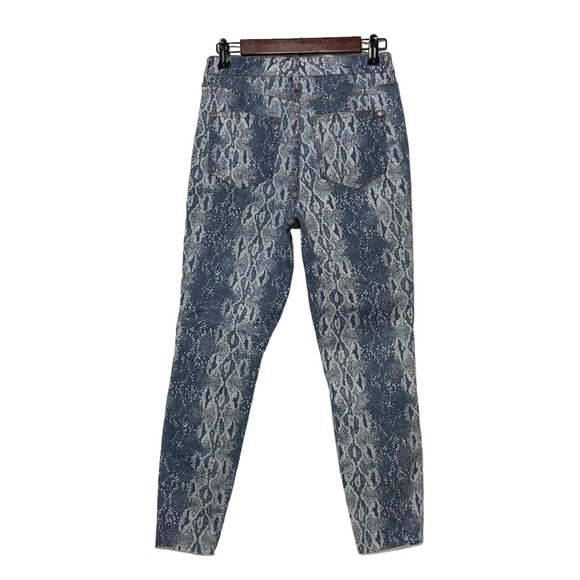 Jennifer Lopez Snakeskin High Rise Cropped Denim Jeans Blue - Picture 10 of 13